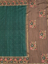 MIMOSA Bottle Green Saree Saree — pallu and zari work detail