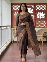 MIMOSA Chocolate Saree Saree — pose 6 styling detail