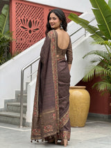 MIMOSA Chocolate Saree Saree — pose 7 styling detail