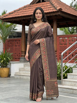 MIMOSA Chocolate Saree Saree — pose 9 styling detail