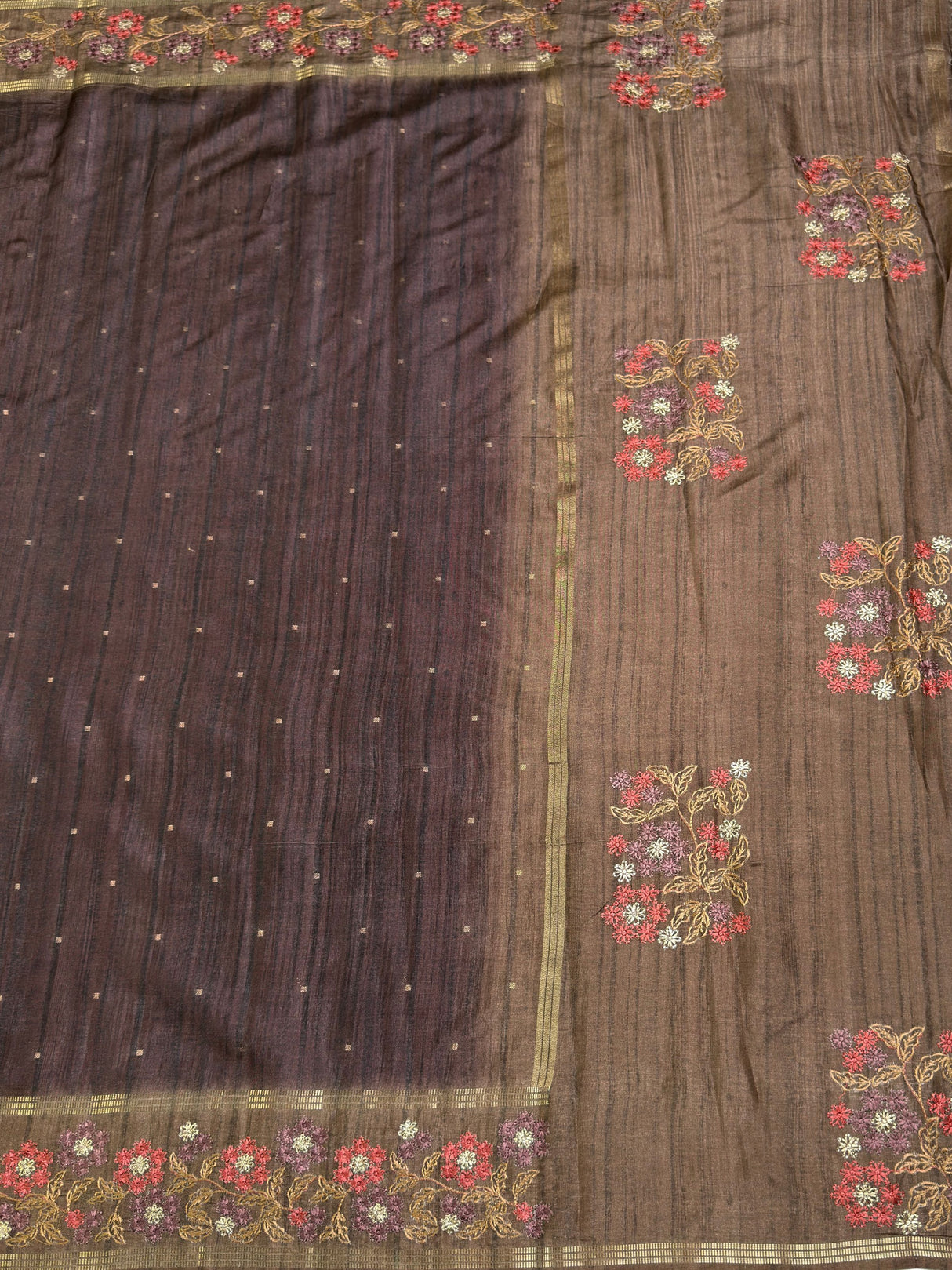 MIMOSA Chocolate Saree Saree — pallu and zari work detail