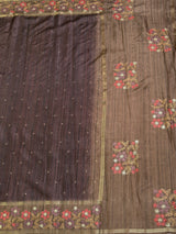 MIMOSA Chocolate Saree Saree — pallu and zari work detail