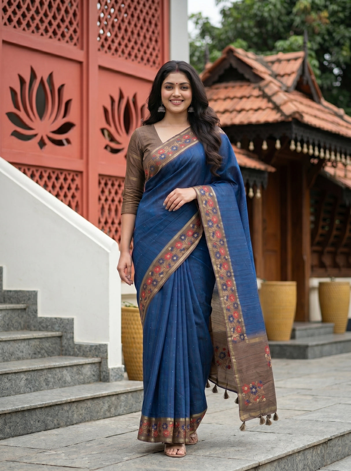 MIMOSA Navy Saree Saree — pose 6 styling detail
