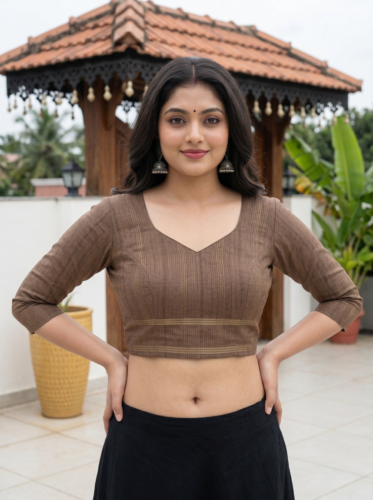 MIMOSA Navy Saree Saree — blouse close-up