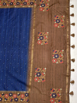 MIMOSA Navy Saree Saree — pallu and zari work detail