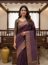 MIMOSA Wine Saree Saree — pose 10 styling detail