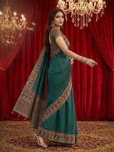 MIMOSA Bottle Green Banarasi Art Silk Saree — pose 9 styling detail