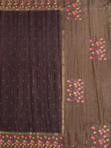 MIMOSA Chocolate Banarasi Art Silk Saree — pallu and zari work detail