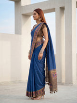 MIMOSA Navy Banarasi Art Silk Saree — pose 3 styling detail