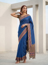 MIMOSA Navy Banarasi Art Silk Saree — pose 5 styling detail