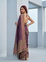 MIMOSA Wine Banarasi Art Silk Saree — pose 7 styling detail