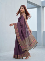 MIMOSA Wine Banarasi Art Silk Saree — pose 9 styling detail
