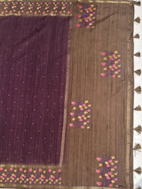 MIMOSA Wine Banarasi Art Silk Saree — pallu and zari work detail