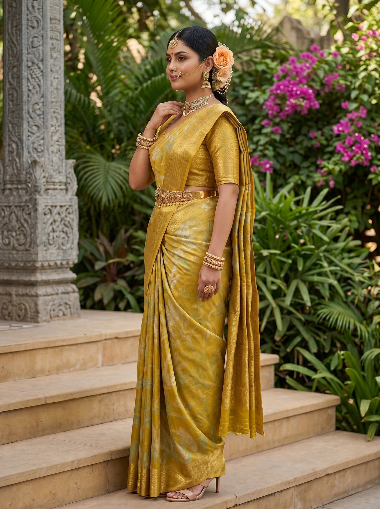 MIMOSA Gold Saree Saree — pose 3 styling detail