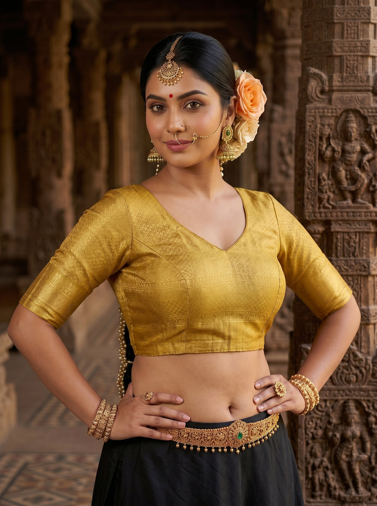 MIMOSA Gold Saree Saree — blouse close-up