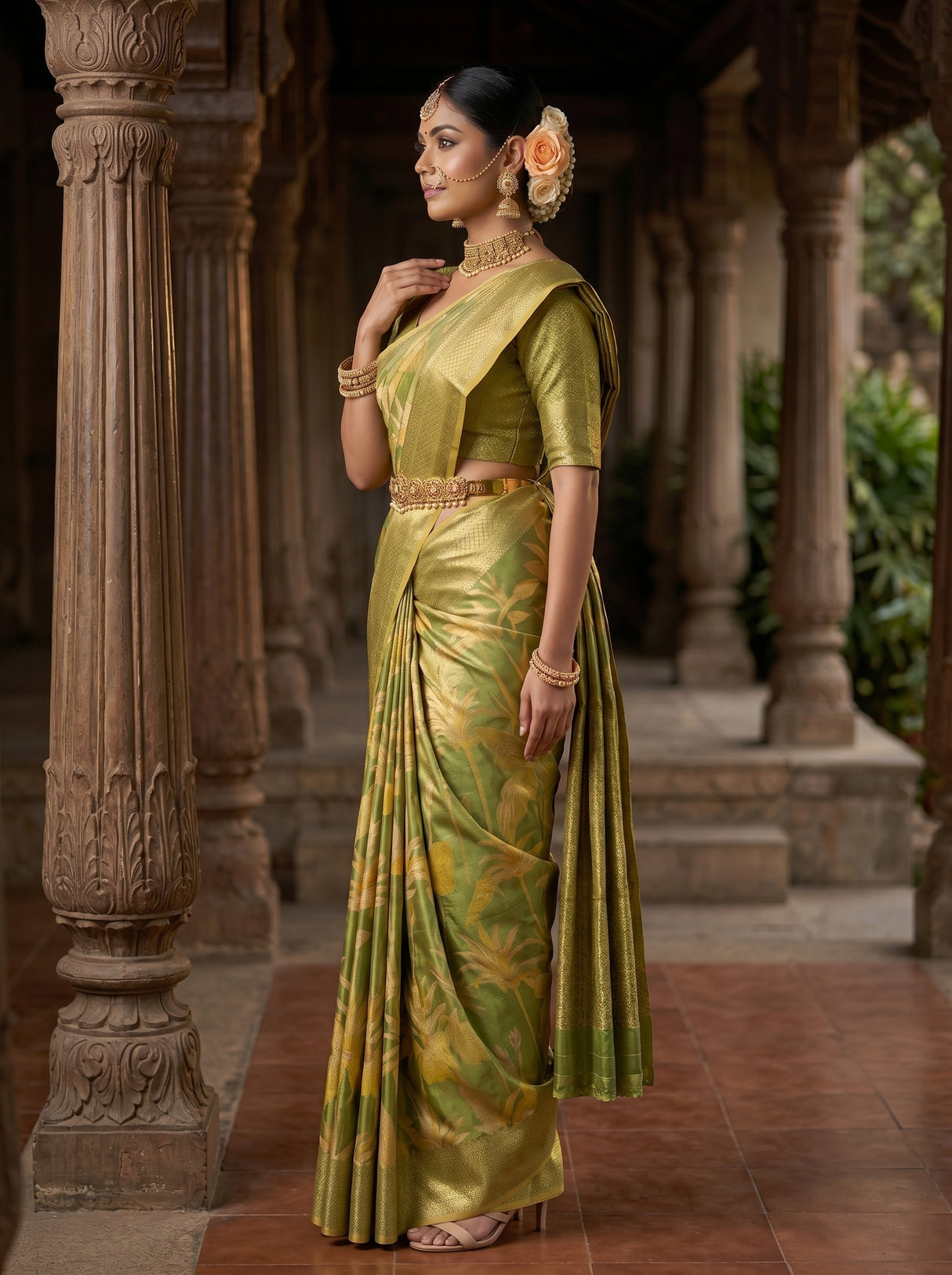 MIMOSA Green Saree Saree — pose 3 styling detail