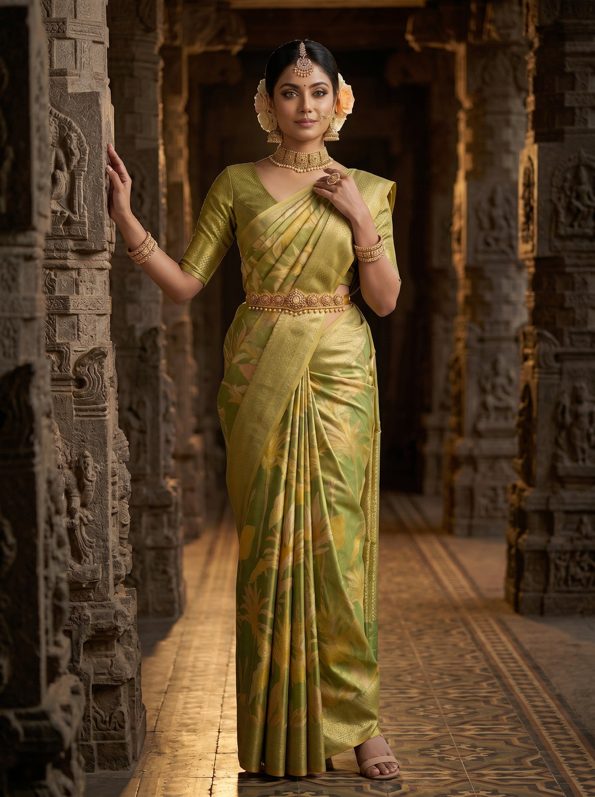 MIMOSA Green Saree Saree — pose 5 styling detail