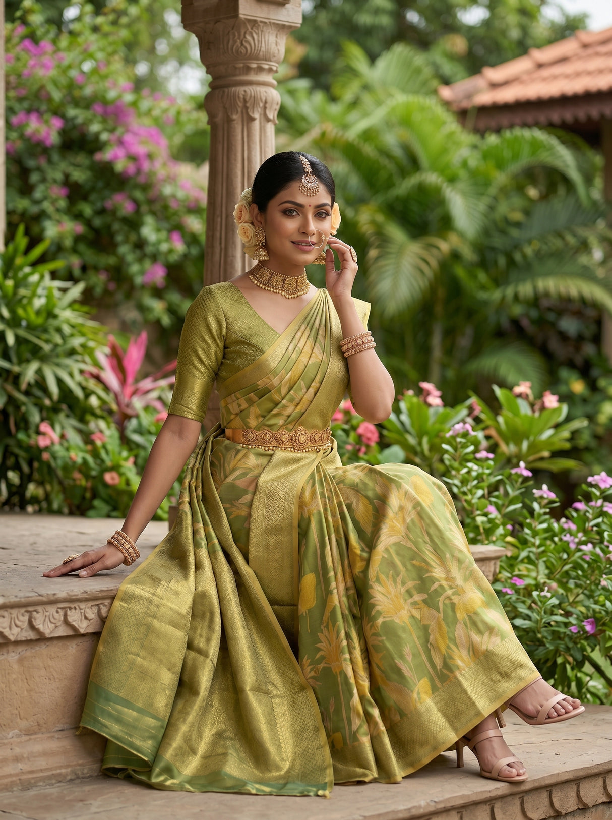 MIMOSA Green Saree Saree — pose 8 styling detail