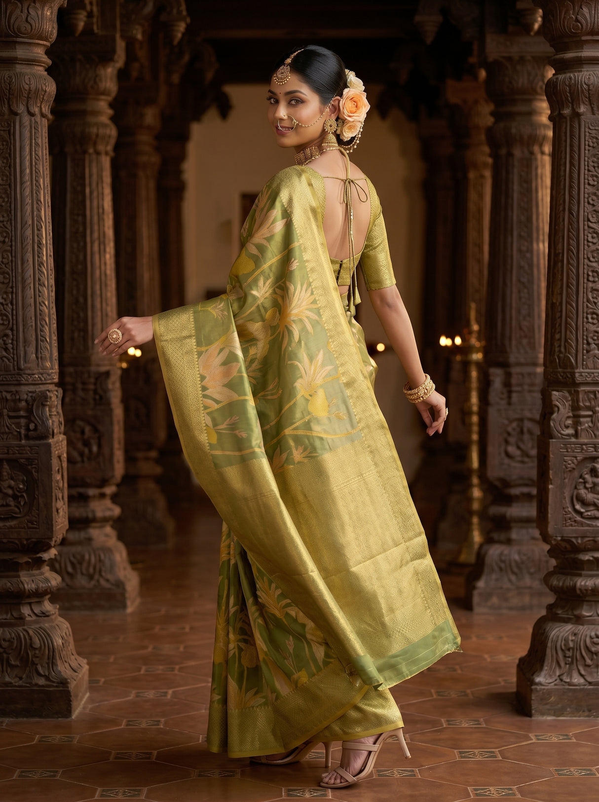 MIMOSA Green Saree Saree — pose 9 styling detail