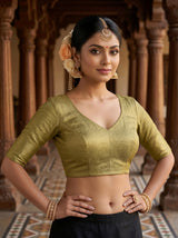 MIMOSA Green Saree Saree — blouse close-up