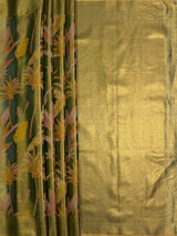 MIMOSA Green Saree Saree — pallu and zari work detail