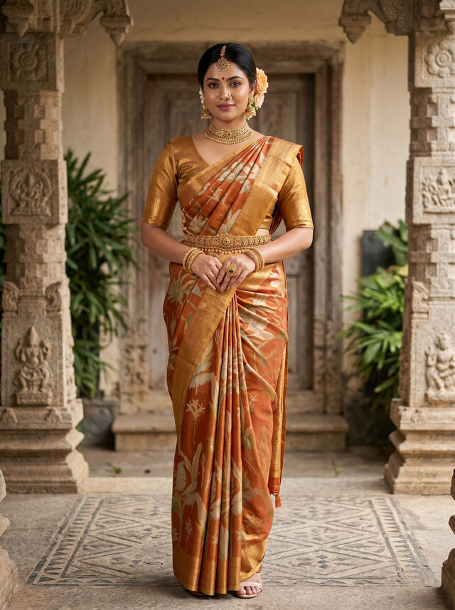 Orange  Saree