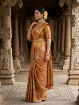 MIMOSA Orange Saree Saree — pose 3 styling detail