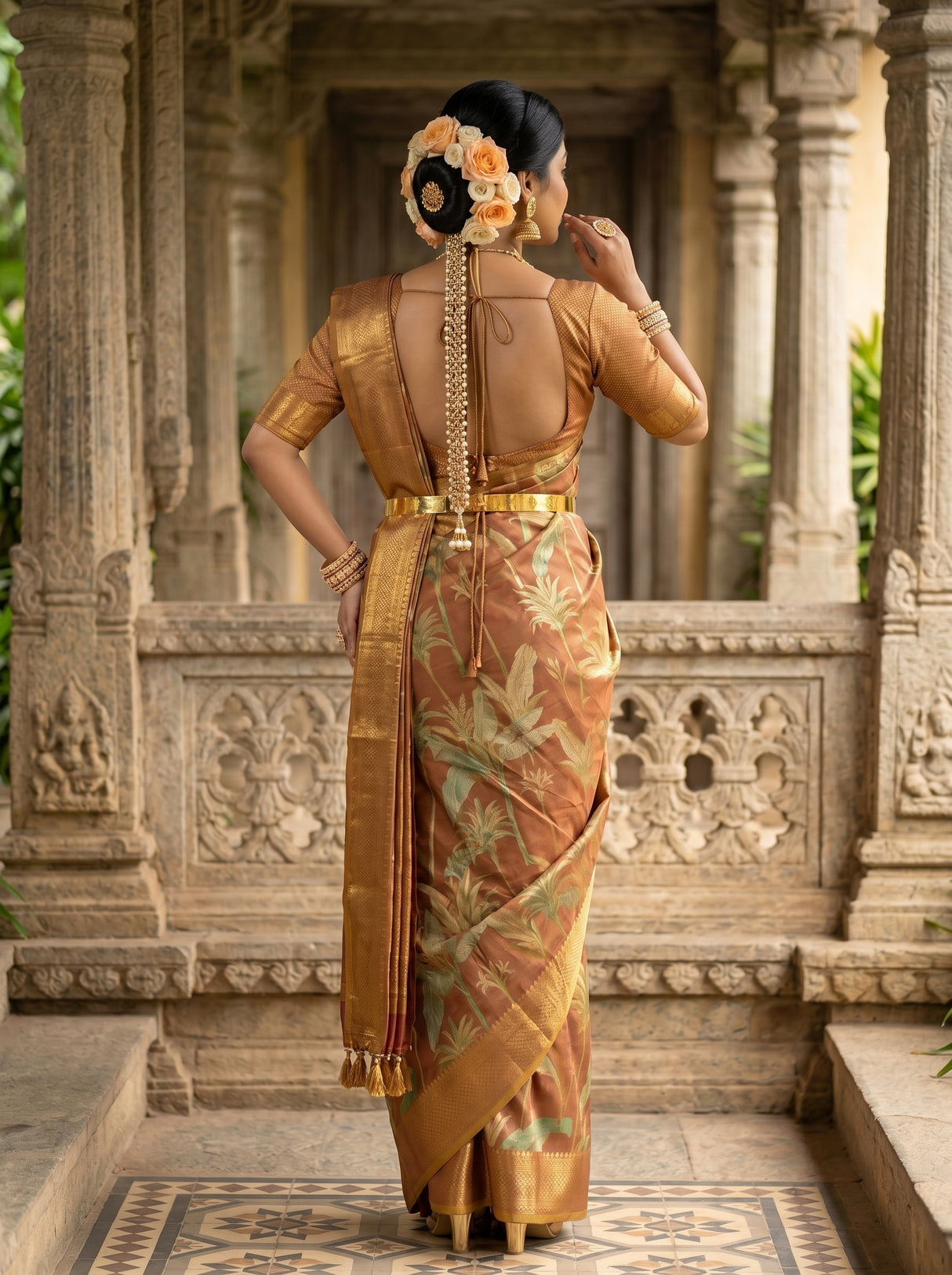 MIMOSA Wine Saree Saree — pose 2 styling detail