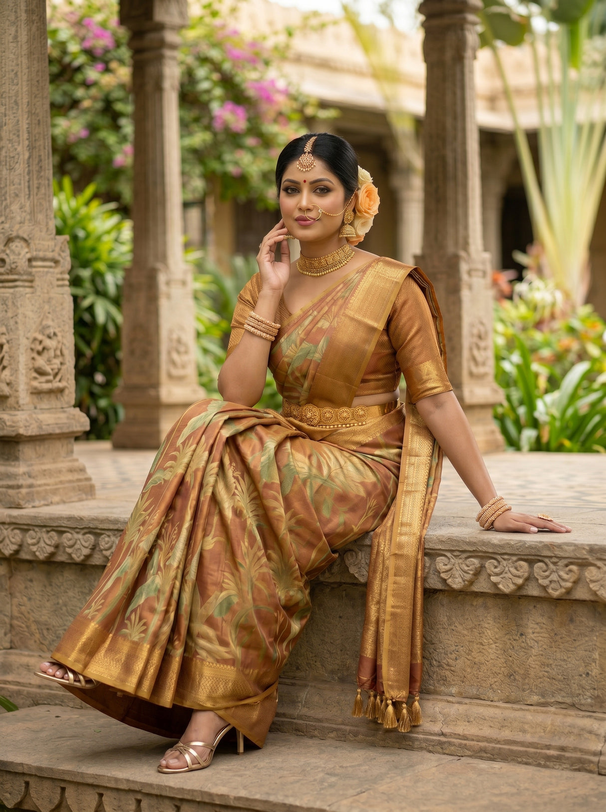 MIMOSA Wine Saree Saree — pose 8 styling detail
