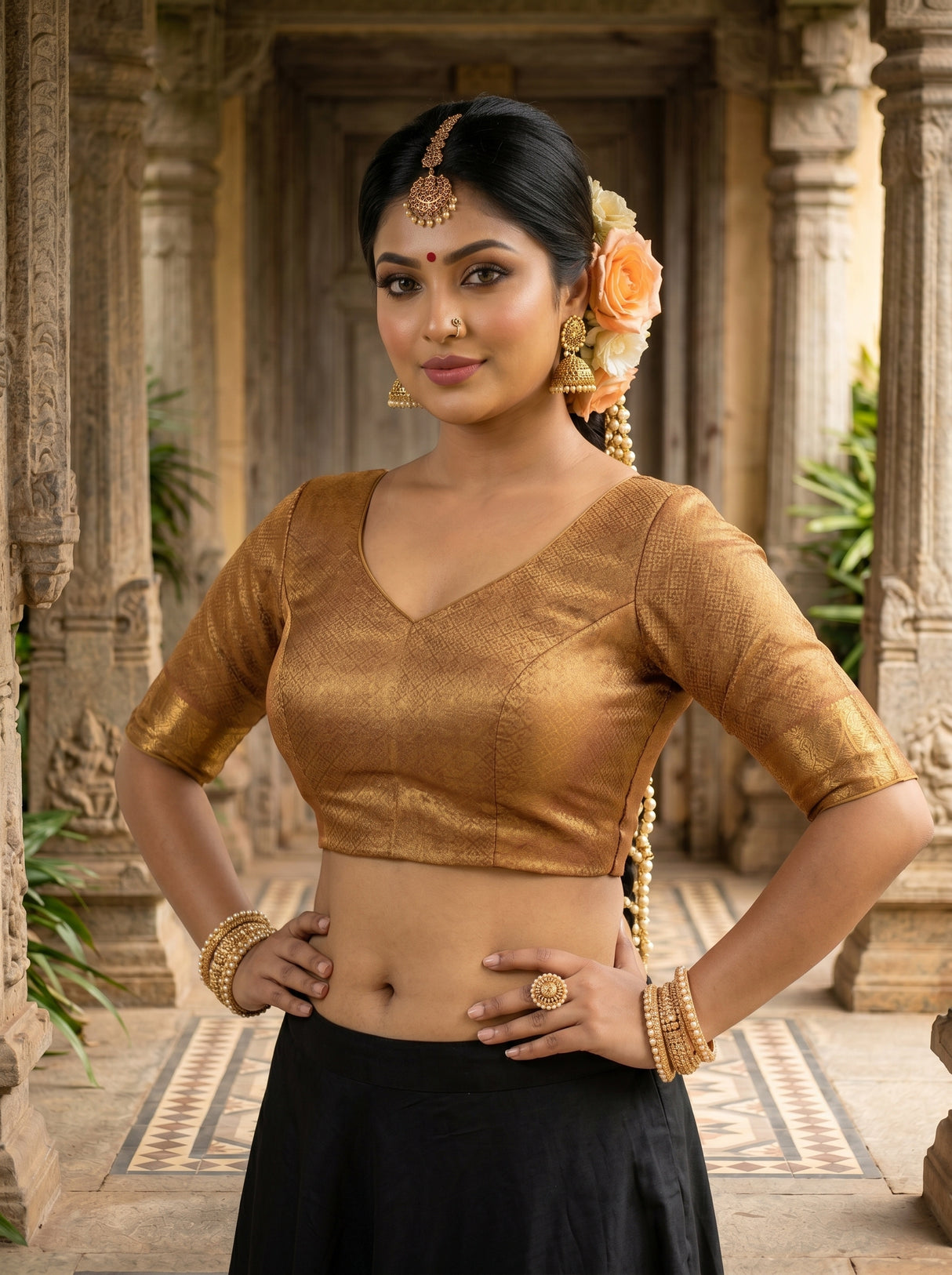 MIMOSA Wine Saree Saree — blouse close-up