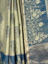 MIMOSA Blue Grey Kanjivaram Art Silk Saree — fleets shot full lifestyle