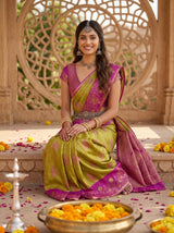 MIMOSA Olive Kanjivaram Art Silk Saree — pose 8 styling detail