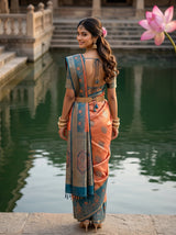 MIMOSA Peach Kanjivaram Art Silk Saree — pose 2 styling detail