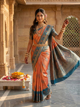 MIMOSA Peach Kanjivaram Art Silk Saree — pose 5 styling detail