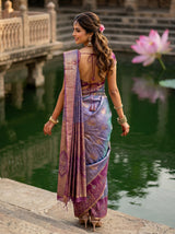 MIMOSA Royal Blue Kanjivaram Art Silk Saree — pose 2 styling detail