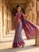MIMOSA Royal Blue Kanjivaram Art Silk Saree — pose 5 styling detail