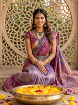MIMOSA Royal Blue Kanjivaram Art Silk Saree — pose 8 styling detail
