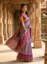 MIMOSA Royal Blue Kanjivaram Art Silk Saree — pose 9 styling detail