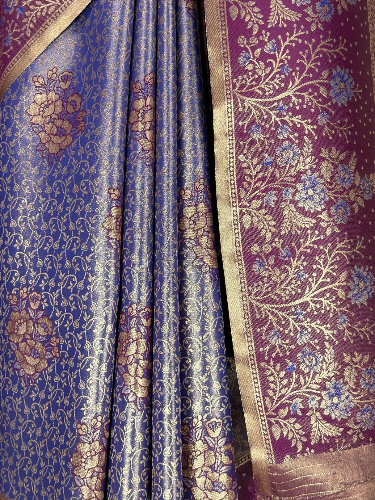 MIMOSA Royal Blue Kanjivaram Art Silk Saree — fleets shot full lifestyle