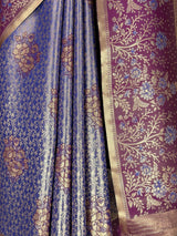 MIMOSA Royal Blue Kanjivaram Art Silk Saree — fleets shot full lifestyle