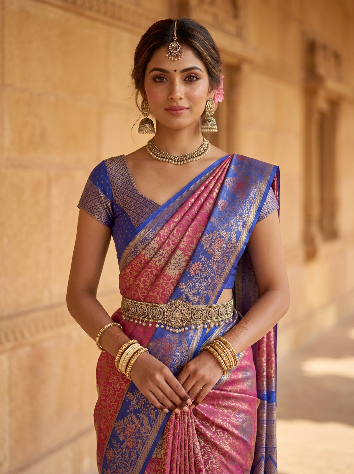 MIMOSA Rani Kanjivaram Art Silk Saree — pose 10 styling detail