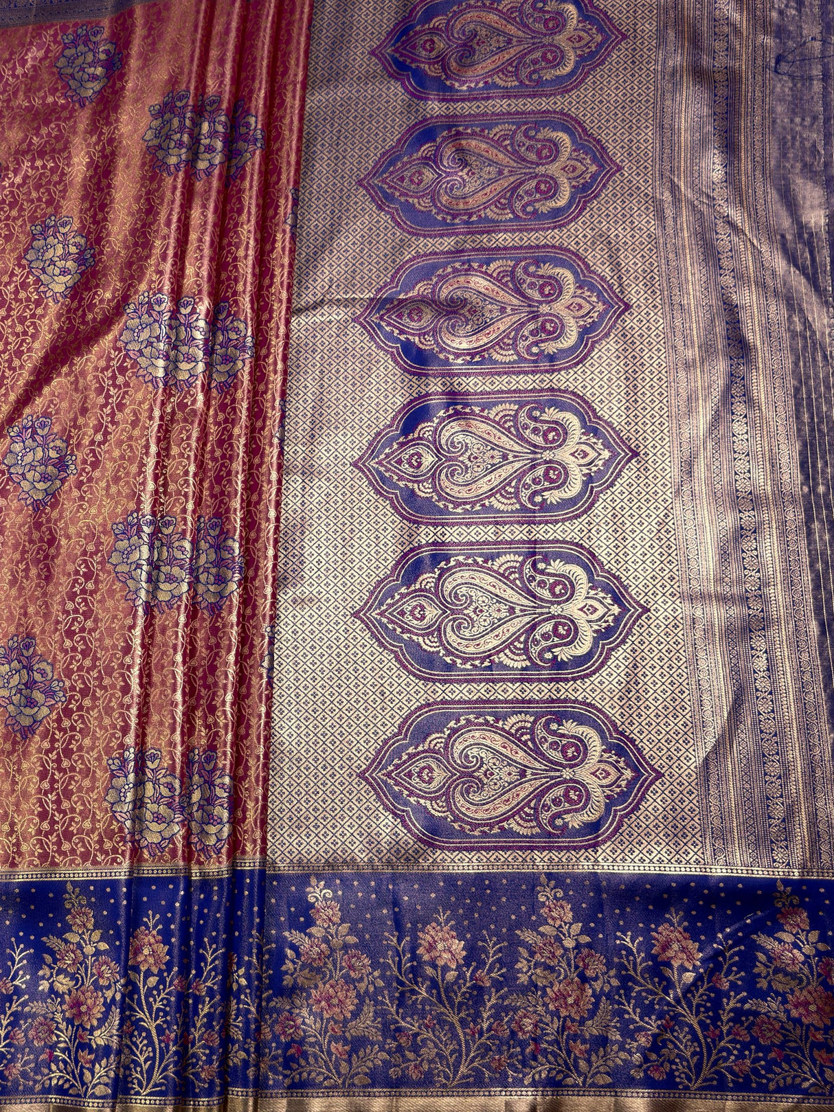 MIMOSA Rani Kanjivaram Art Silk Saree — pallu and zari work detail