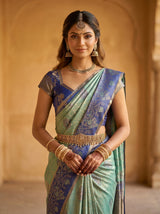 MIMOSA Sapphire Kanjivaram Art Silk Saree — pose 10 styling detail