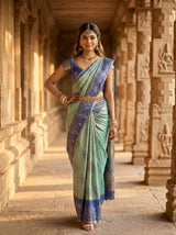 MIMOSA Sapphire Kanjivaram Art Silk Saree — pose 4 styling detail