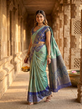 MIMOSA Sapphire Kanjivaram Art Silk Saree — pose 5 styling detail