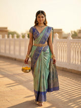 MIMOSA Sapphire Kanjivaram Art Silk Saree — pose 6 styling detail