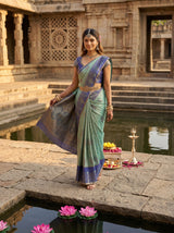 MIMOSA Sapphire Kanjivaram Art Silk Saree — pose 9 styling detail