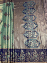 MIMOSA Sapphire Kanjivaram Art Silk Saree — pallu and zari work detail