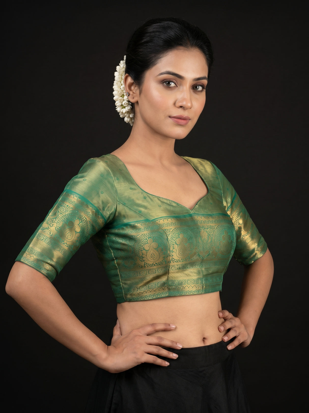 MIMOSA Maroon Kanjivaram Art Silk Saree — blouse close-up