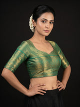 MIMOSA Maroon Kanjivaram Art Silk Saree — blouse close-up